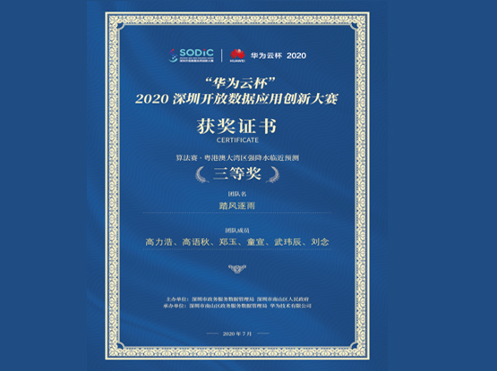 人工智能所团队参加“华为云杯”2020深圳开放数据应用创新大赛获佳绩